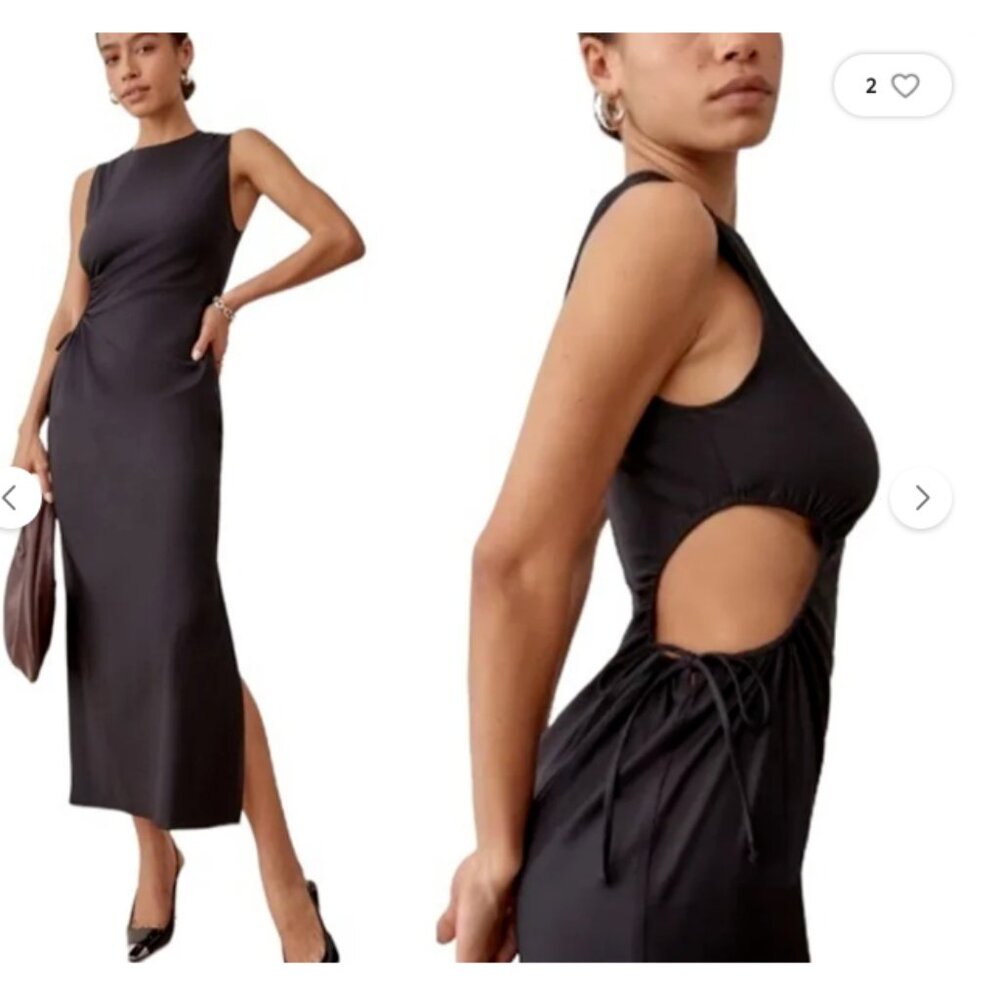 Reformation Doria Black Dress